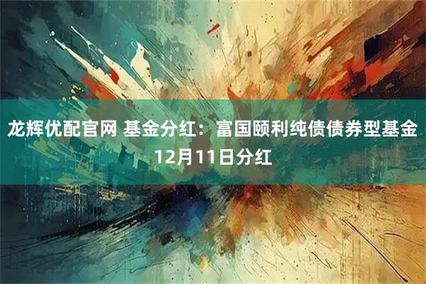 龙辉优配官网 基金分红：富国颐利纯债债券型基金12月11日分红